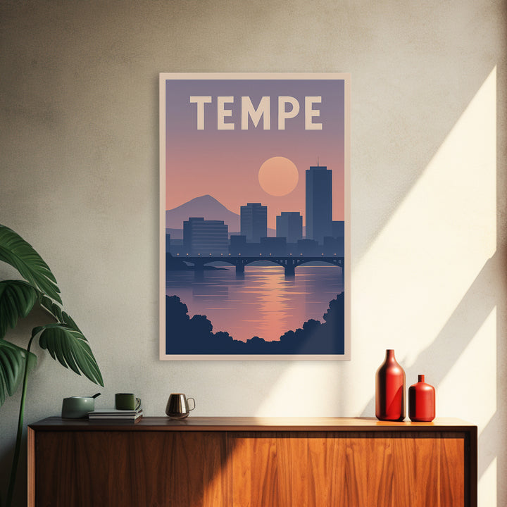 Tempe Arizona Travel Poster, Canvas Print, Mid Century City Wall Art, Tempe Travel Art, Travel Wall Art, City Poster, Gift For Travelers