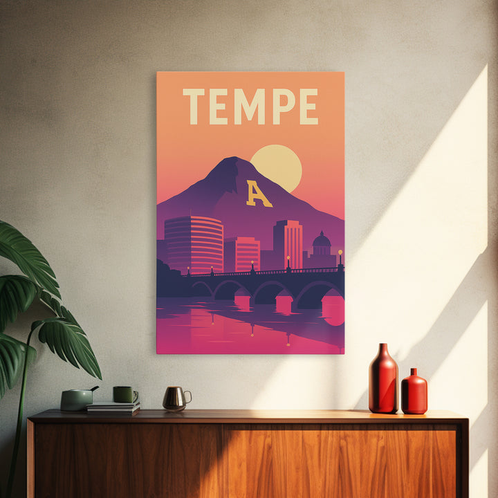 Tempe Travel Poster, Canvas Print, Vintage Travel Poster Art, Tempe Travel Art, Vintage City Art, Vintage Travel Print, City Art Print