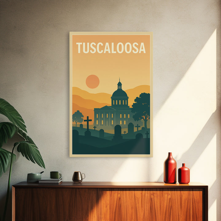 Tuscaloosa Travel Poster, Canvas Print, Vintage Travel Poster Art, Tuscaloosa Poster Print, Travel Wall Art, Vintage City Art, Design 2