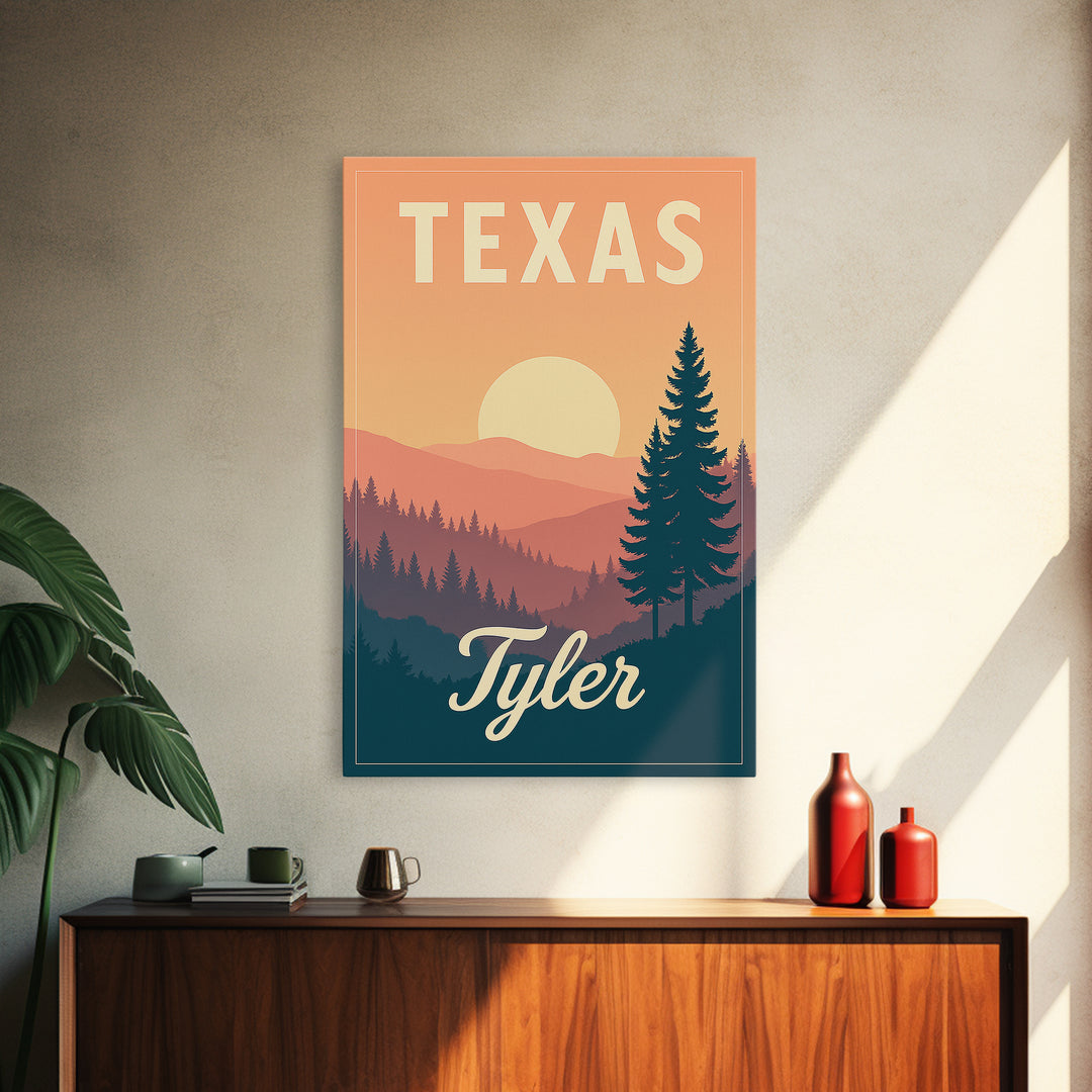 Tyler Texas Travel Poster, Canvas Print, Vintage Poster Art, Tyler Wall Art, Mid Century Wall Art, Vintage City Art, Vintage Travel Art