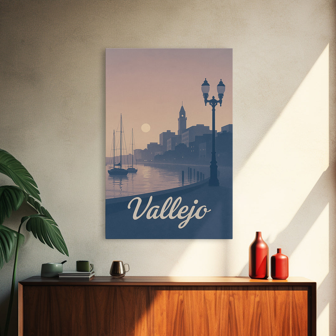 Vallejo Travel Poster, Canvas Print, Vintage Travel Poster Art, Vallejo City Art, Vintage City Art, City Illustration, Mid Century Wall Art