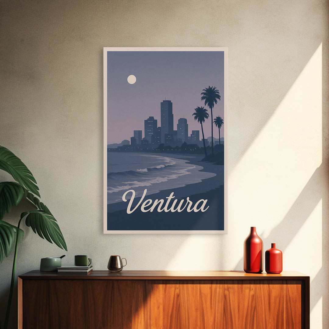 Ventura Travel Poster, Framed Canvas Print, Classic Travel Poster Art, Ventura City Art, Vintage Travel Art, Vintage Travel Print