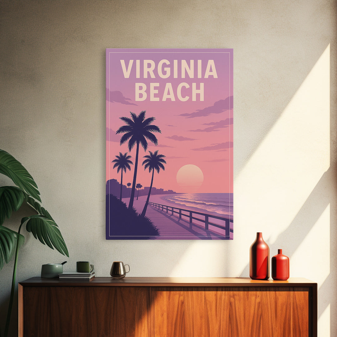 Virginia Beach Virginia Travel Poster, Canvas Print, Classic Travel Poster Art, Virginia Beach City Art, City Illustration, Fine Art Print
