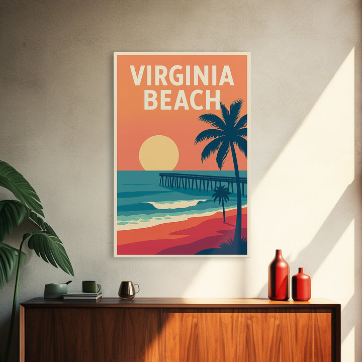 Virginia Beach Travel Poster, Canvas Print, Mid Century City Wall Art, Virginia Beach Art Print, Modern Wall Decor, Fine Art Print