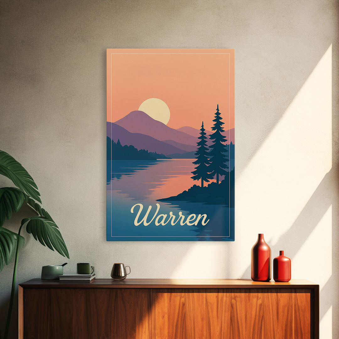 Warren Michigan Travel Poster, Framed Canvas Print, Mid Century City Wall Art, Warren City Art, Mid Century Wall Art, Vintage Travel Print