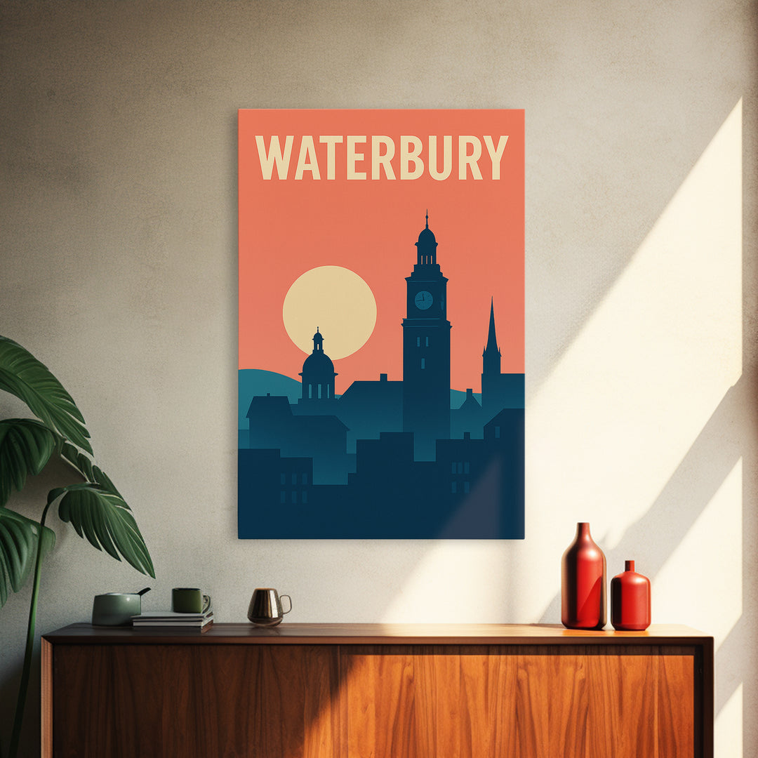 Waterbury Travel Poster, Canvas Print, Vintage Travel Poster Art, Waterbury Travel Art, Fine Art Print, Vintage Travel Print, Art Print