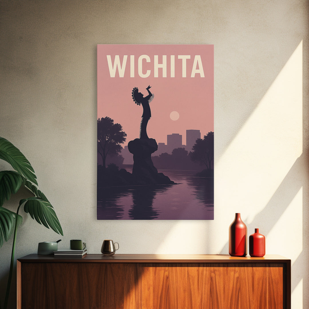 Wichita Kansas Travel Poster, Framed Canvas Print, Classic Travel Poster Art, Wichita Poster Print, Travel Poster Art, Travel Wall Decor