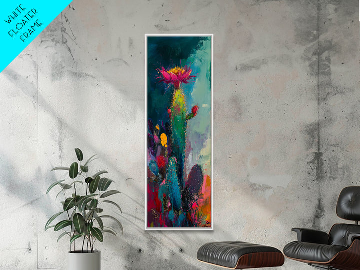 Abstract Desert Cactus Wildflower Art Framed Canvas Print | Southwest Wall Art | Botanical Prints | Boho Wall Art | Moody Art