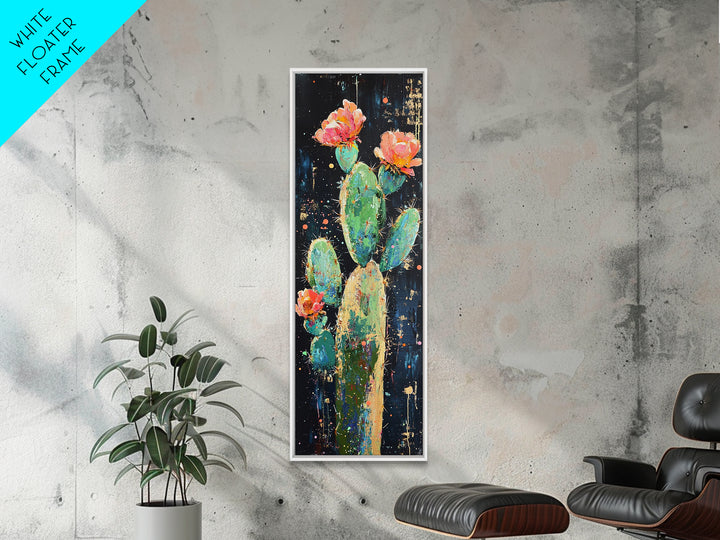 Blooming Cactus Canvas Print pink orange wall art southwest wall art agave painting boho art botanical prints