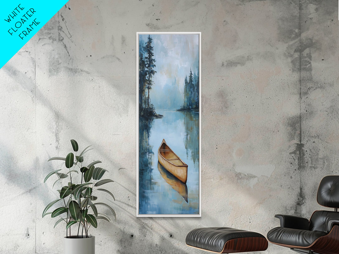 Canoe Painting Framed Canvas Print Lake Tahoe Art Nautical Wall Art Coastal Decor Rustic Art Above Sofa Art Extra Wide Art
