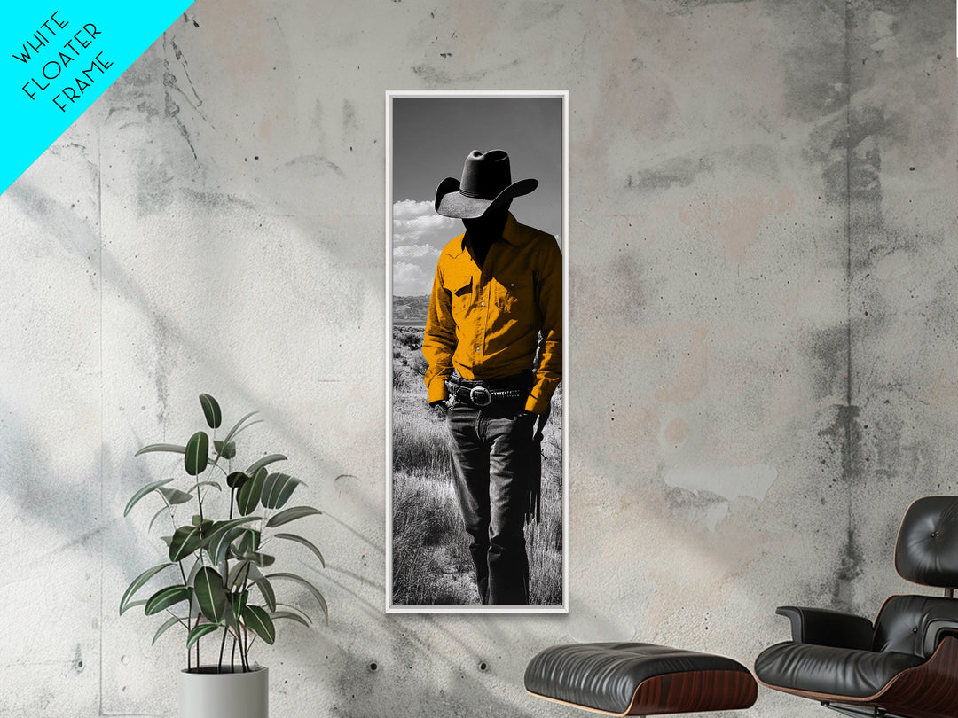 Mysterious Cowboy Silhouette Framed Canvas Print | Rustic Western Wall Art | Moody Art | Farmhouse Decor | Southwest Art | Gift Idea