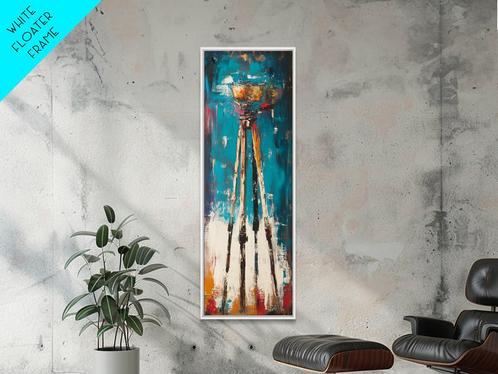 Abstract Tripod Art Framed Canvas Print, Moody Art, Geometric Wall Art, Wabi Sabi Art, Coastal Landscape Art, Extra Wide Art