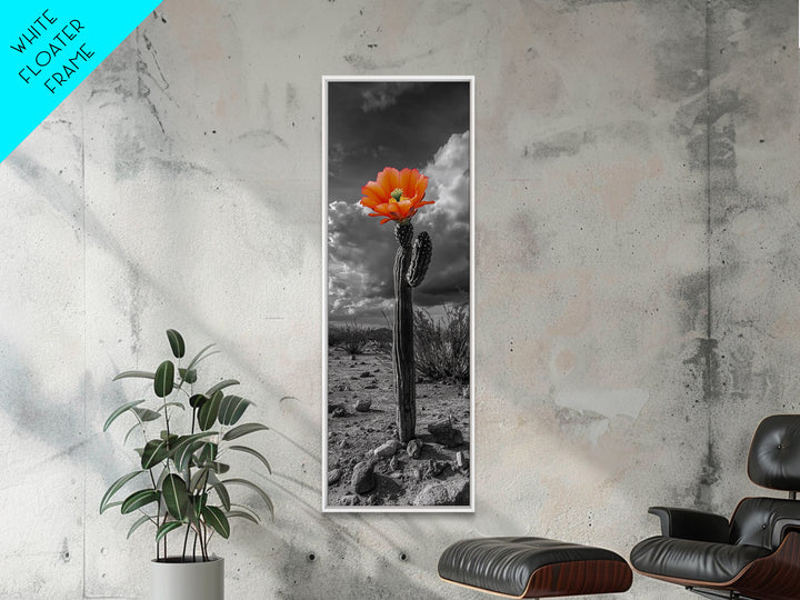 Blooming Desert Cactus Framed Canvas Print | Wildflower Painting | Southwest Wall Art | Moody Art | Botanical Prints | Gift Idea