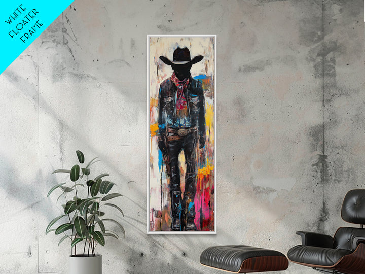 Mysterious Cowboy Art Framed Canvas Print, Southwest Wall Art, Moody Art, Rustic Wall Art, Dark Romance Painting, Extra Wide Art