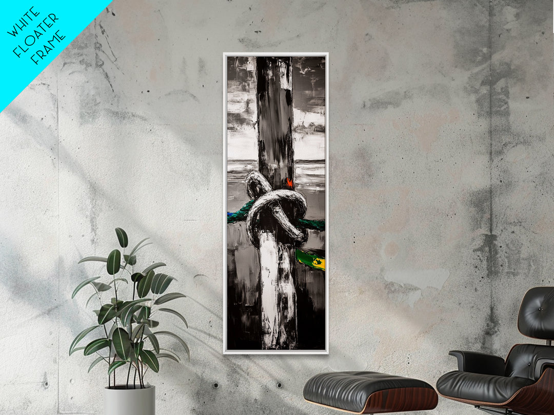 Nautical Rope Painting Canvas Print, Coastal Wall Art, Nautical Decor, Surf Wall Art, Ocean Art, Moody Art, Rustic Art, Maritime Wall Art, Above Couch Art, Coastal Decor, Extra Wide Art, Farmhouse Art, Gift Idea, Nautical Painting