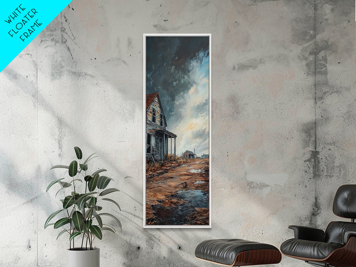 Abandoned House Stormy Sky Canvas Print Moody Art Rustic Wall Art Farmhouse Art Dark Romance Painting Wabi Sabi Art
