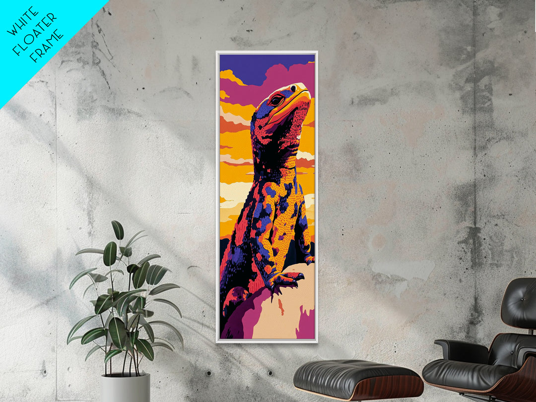 Colorful Lizard Pop Art Framed Canvas Print Whimsical Art Bright Colors Wall Art Southwest Wall Art Geometric Wall Art