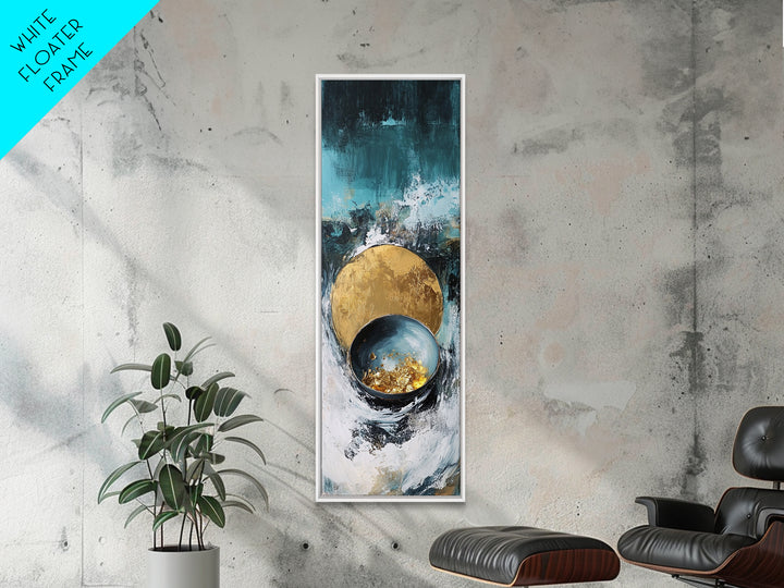 Abstract Gold and Teal Canvas Print Sacred Geometry Wall Art Teal Wall Art Zen Wall Art Moody Art Minimalist Art