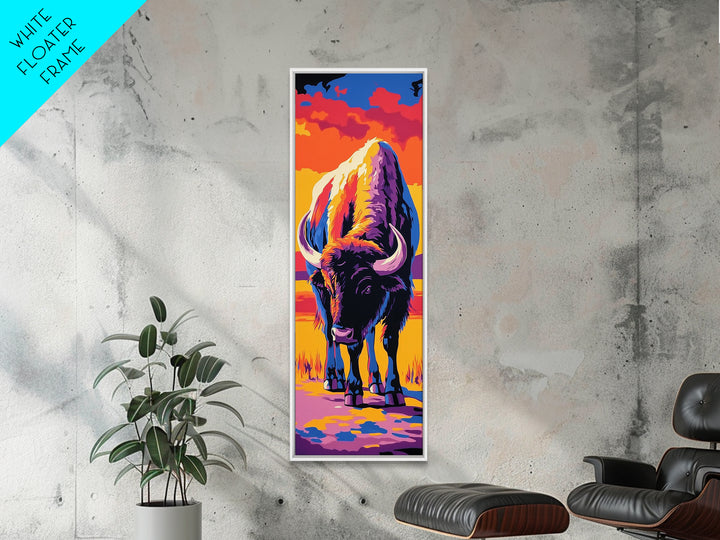 Pop Art Bison Canvas Print Southwest Wall Art Bright Wall Art Tall Narrow Art Colorful Art Above Couch Art