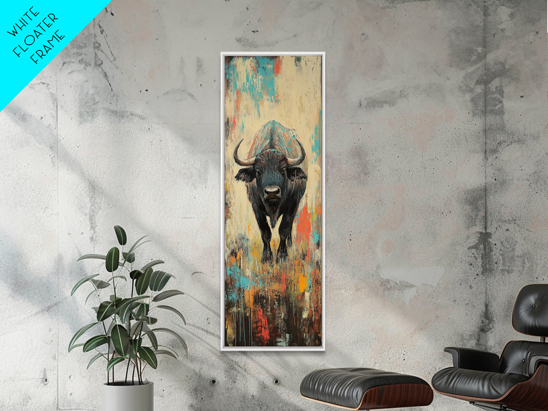 Moody Bison Canvas Print Rustic Wall Art Farmhouse Art Wabi Sabi Art Southwest Wall Art Living Room Art Vertical Wall Art