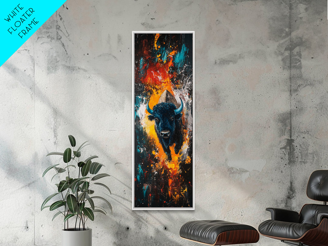 Abstract Bison Canvas Print Southwest Wall Art Rustic Decor Tall Narrow Art Living Room Art Vertical Wall Art Gift Idea Him