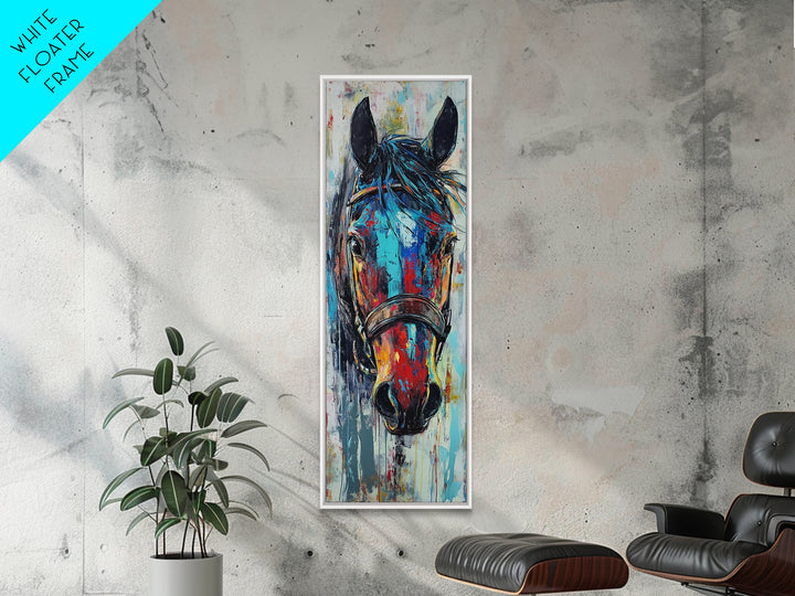 Abstract Horse Portrait Framed Canvas Print Moody Art Rustic Wall Art Southwest Wall Art Extra Tall Narrow Art
