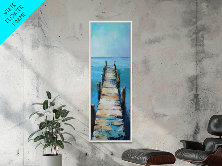 Coastal Dock Painting Framed Canvas Print coastal painting nautical wall art coastal decor seascape painting rustic wall art bedroom art