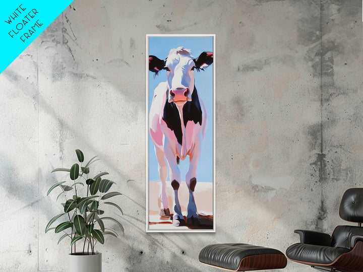 Black and White Cow Portrait Framed Canvas Print farmhouse art, rustic decor, barn landscape oil painting, living room art, boho art