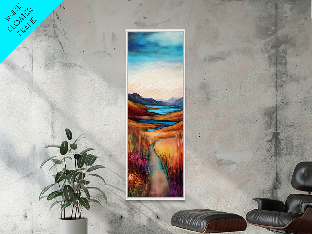 Rolling Hills Landscape Framed Canvas Print mountain painting, Ireland painting, landscape painting, lake Tahoe art, rustic wall art