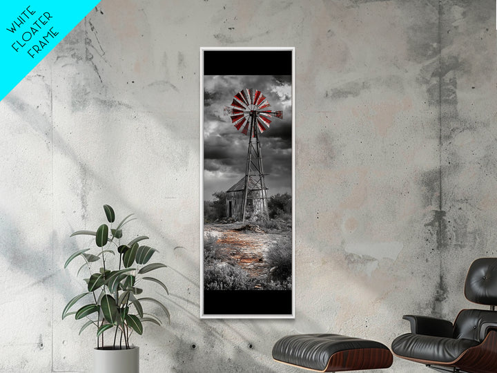Western Windmill Art, Canvas Print, rustic décor, windmill wall art, farmhouse art, extra wide art, Joshua tree art, southwest wall art