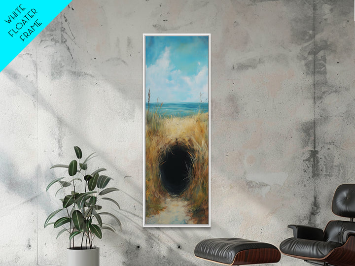 Dark Rabbit Hole Canvas Print, Wabi Sabi Art, Moody Art, Coastal Landscape Art, Minimalist Art, Living Room Art, Extra Wide Art