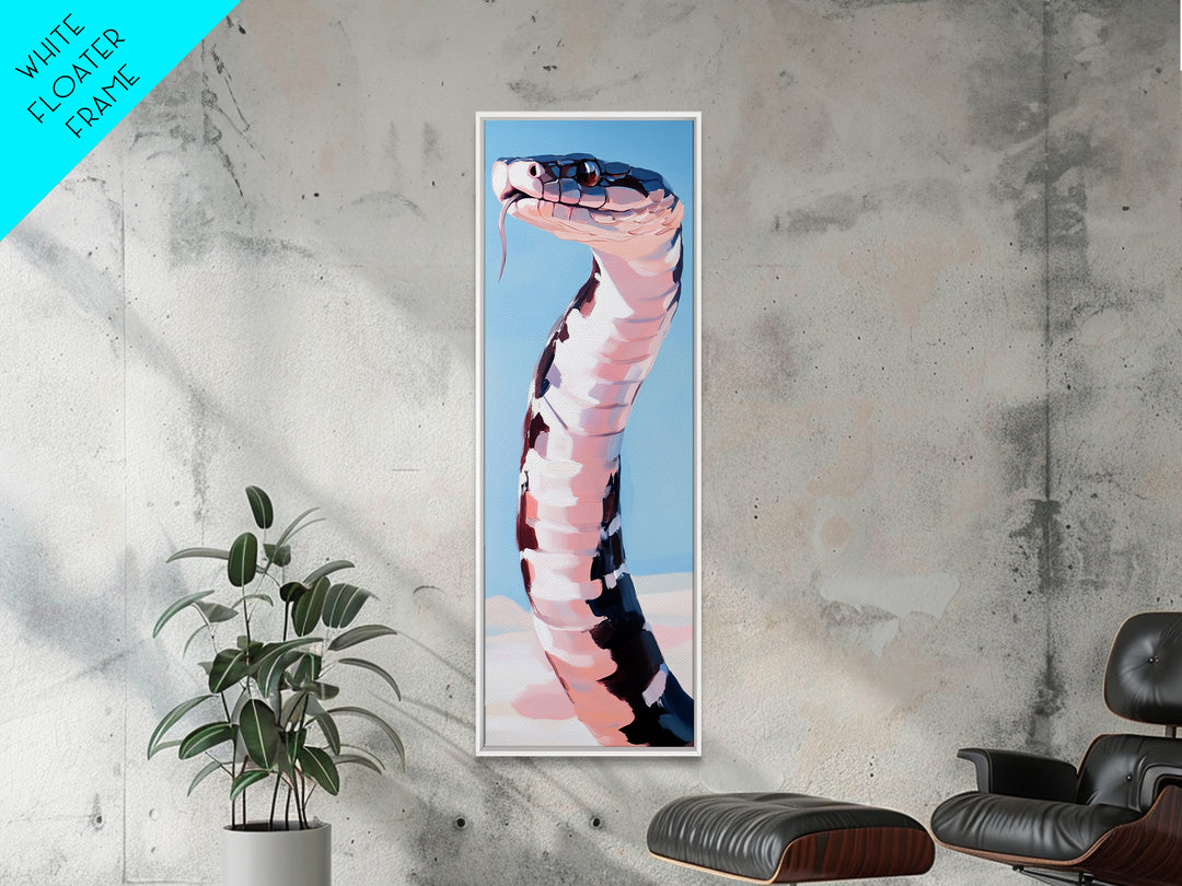 Black and White Snake Pink Canvas Print,  Moody Art, Minimalist Art, Vertical Wall Art, Rustic Decor, Gift Idea Him