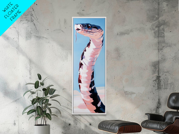 Black and White Snake Pink Canvas Print,  Moody Art, Minimalist Art, Vertical Wall Art, Rustic Decor, Gift Idea Him