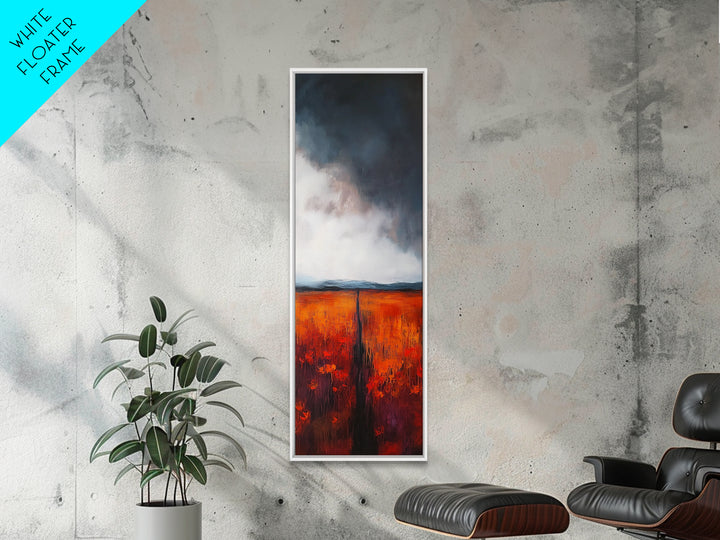 Moody Landscape Framed Canvas Print dark romance painting poppy wall art fall decor tall narrow art above bed wall art vertical wall art
