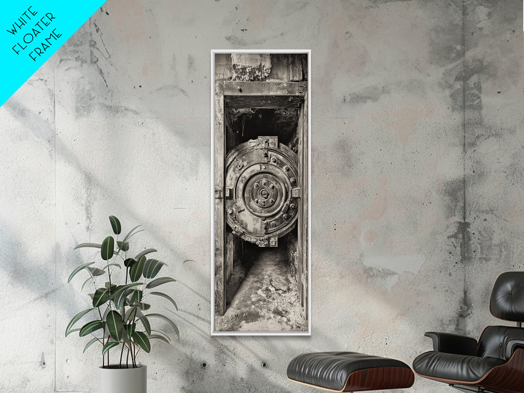 Abandoned Vault Door, Rustic Canvas Print, wabi sabi art, rustic decor, moody art, industrial wall art, antique architecture, above bed wall art