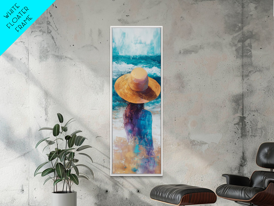 Ocean Breeze Coastal Cowgirl Wall Art Framed Canvas Print Coastal Decor Boho Art Nautical Painting Guest Room Art