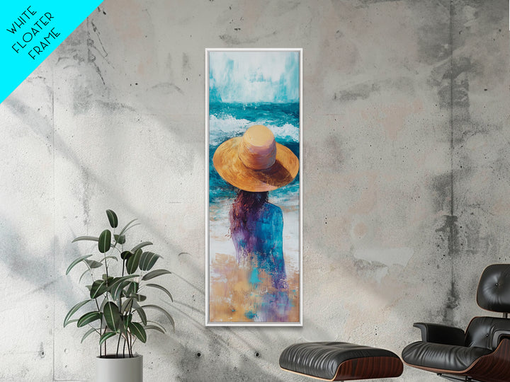Ocean Breeze Coastal Cowgirl Wall Art Framed Canvas Print Coastal Decor Boho Art Nautical Painting Guest Room Art
