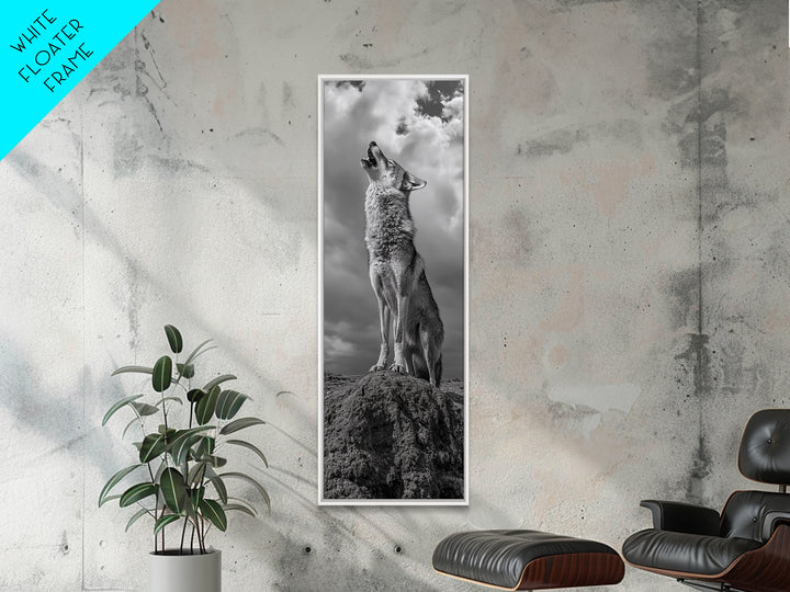 Howling Coyote, Framed Canvas Print, southwest wall art, rustic wall art, wildlife photography, desert landscape art, cowboy art, boho home decor