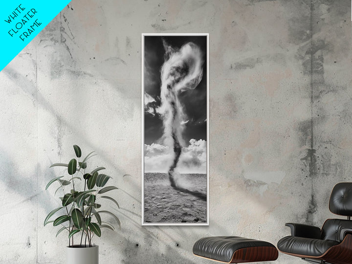 Dust Storm, Twister Framed Canvas Print, dramatic landscape painting, panoramic art, moody art, western décor, extra wide art, rustic wall art