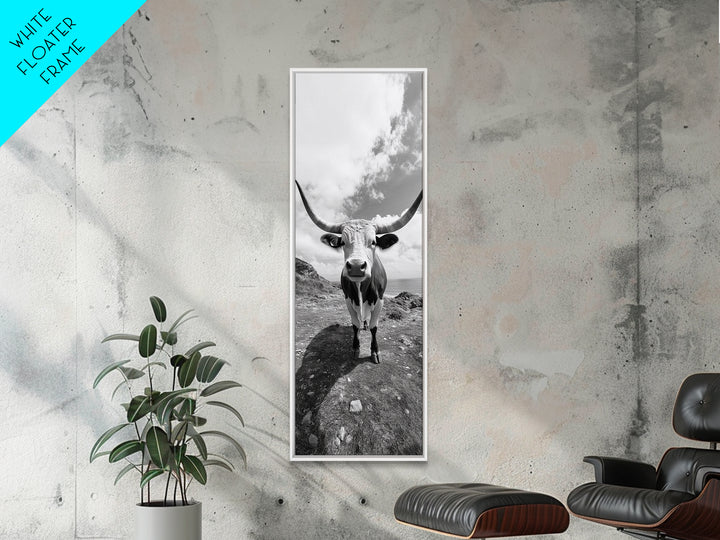 Texas Longhorn Art, Canvas Print, rustic decor, bull and bear art, cowboy western wall art, farmhouse decor, barn landscape oil painting