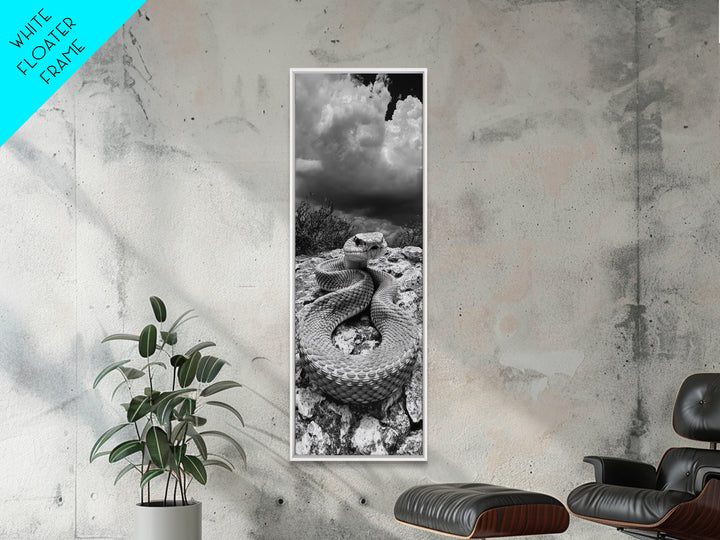 Rattlesnake Desert Art, Framed Canvas Print, southwest wall art, rustic decor, moody art, wildlife photography, cowboy aesthetic, gift idea