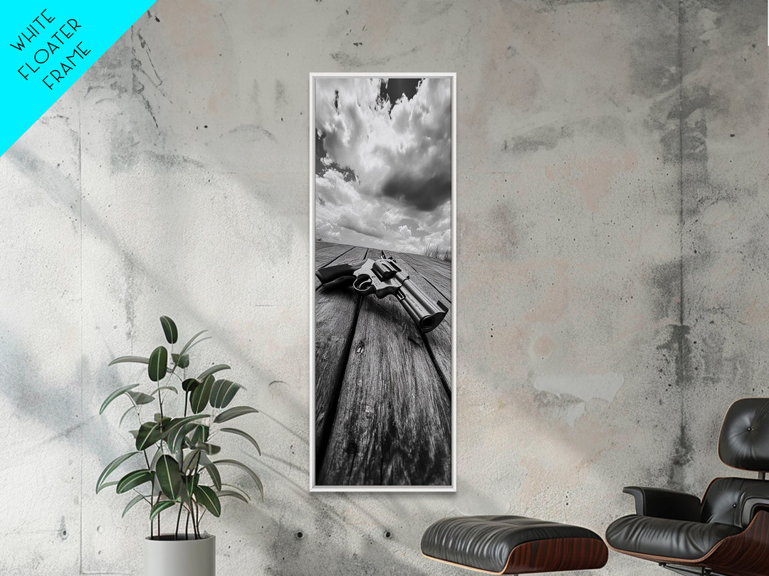 Revolver Gun Art, Canvas Print, moody art, western decor, rustic wall art, cowboy aesthetic, dark romance painting, unique gift idea