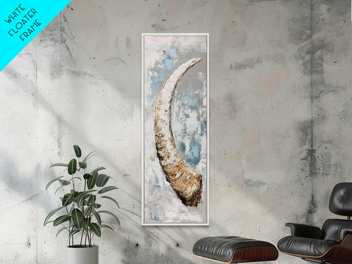 Abstract Horn Art Rustic Wall Decor Framed Canvas Print | Wabi Sabi Art | Minimalist Art | Neutral Home Decor | Textured Painting