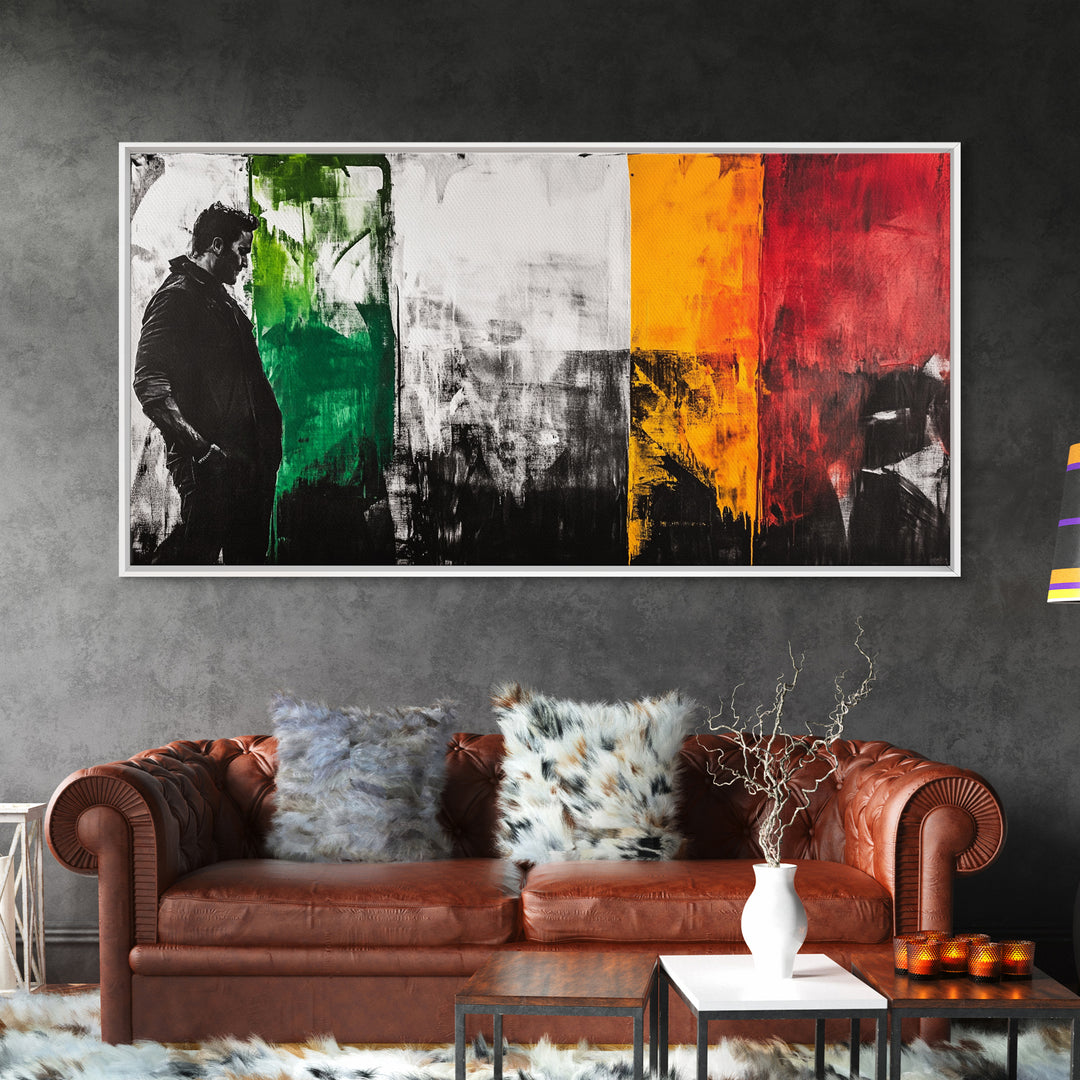 Abstract Portrait, moody art, dark romance painting, chicano art, black and white painting, modern wall decor, Framed Canvas Print