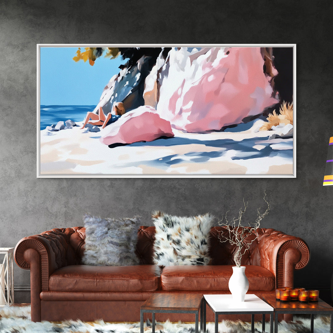 Coastal Landscape Art, Nautical Painting, Beach House Art, Panoramic Art, Seascape Painting, Canvas Print, Minimalist Art, Horizontal Wall Art