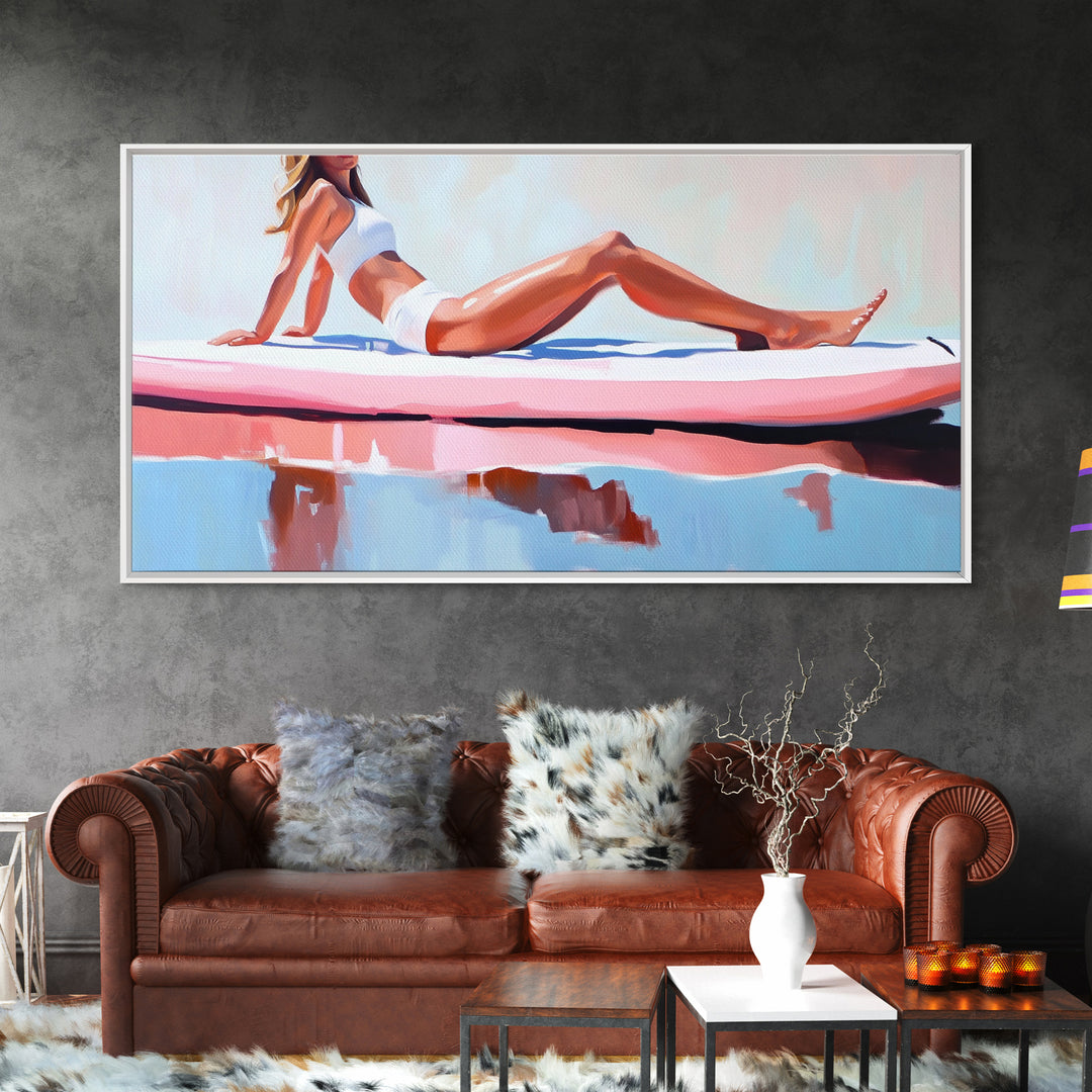 Coastal Woman, coastal wall art, beach painting, pastel art, nautical decor, surf wall art, canvas print