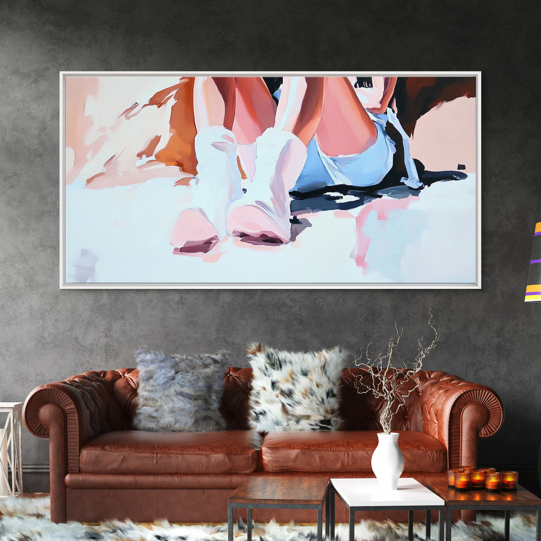 Cowgirl Boots, black cowgirl painting, rustic wall art, farmhouse decor, moody woman lying in bed painting, framed canvas print