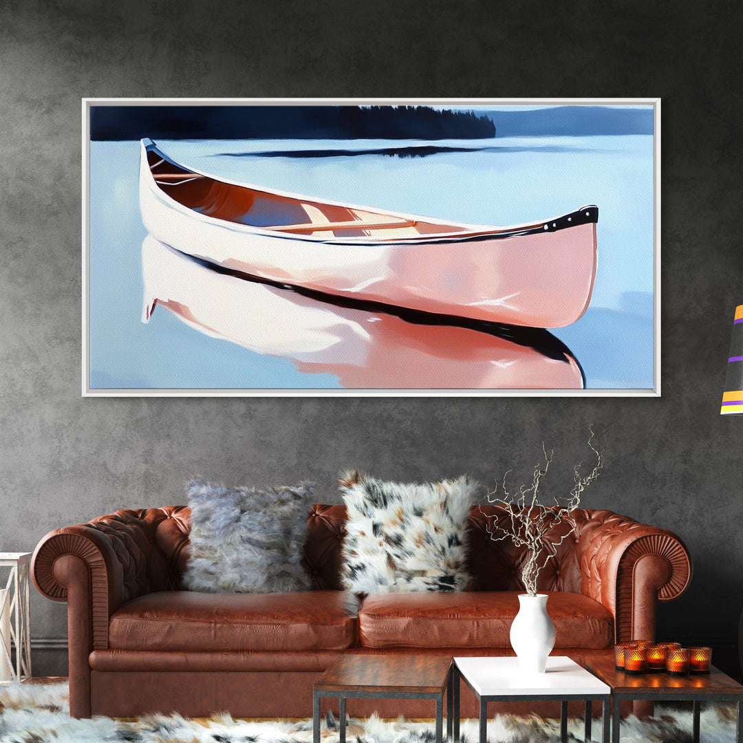Canoe Lake, nautical wall art, rustic decor, lake Tahoe art, coastal landscape art, panoramic painting, canvas print