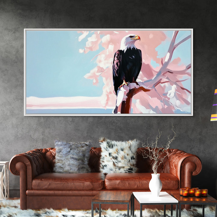 Bald Eagle, bird art, patriotic painting, wildlife painting, cherry blossom painting, vintage Christmas, canvas print