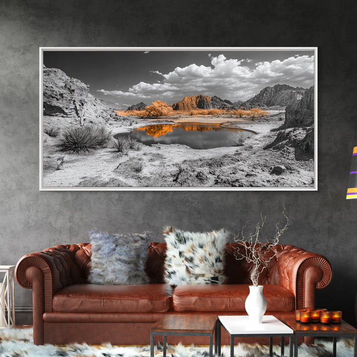 Desert Oasis Reflection Canvas Print Joshua Tree Art Southwest Wall Art Panoramic Art Above Sofa Art Gift Idea Rustic Wall Art